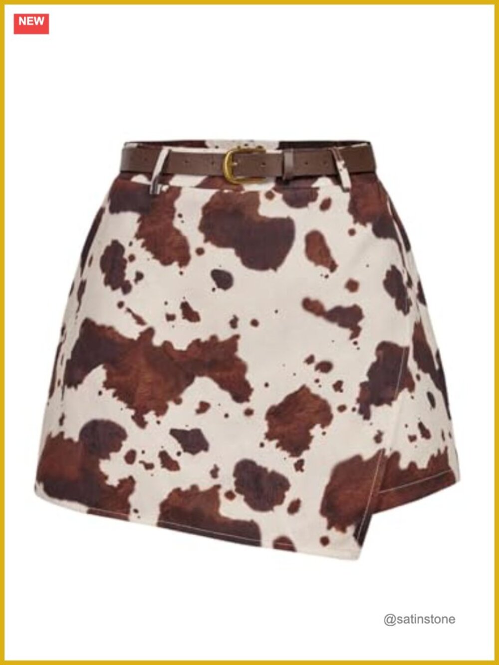 Floerns Women's Cow Print Mini Skort Wrap Western Skirt Shorts
